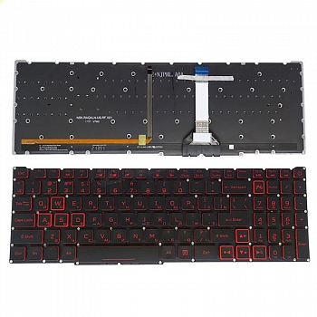 Клавиатура для ноутбука Acer Nitro AN515-45, AN515-56, AN515-57, AN517-41, AN517-57 черная, кнопки красные, с подсветкой